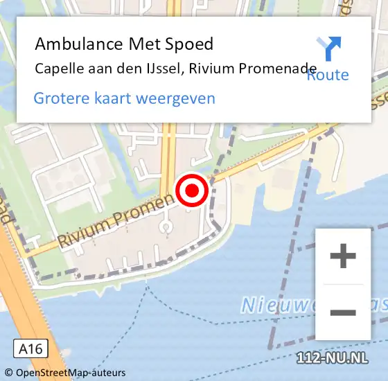Locatie op kaart van de 112 melding: Ambulance Met Spoed Naar Capelle aan den IJssel, Rivium Promenade op 18 juni 2015 15:16