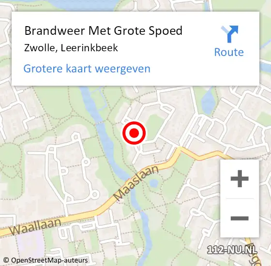 Locatie op kaart van de 112 melding: Brandweer Met Grote Spoed Naar Zwolle, Leerinkbeek op 18 juni 2015 16:10