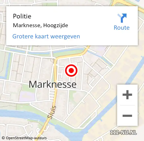 Locatie op kaart van de 112 melding: Politie Marknesse, Hoogzijde op 18 juni 2015 18:25