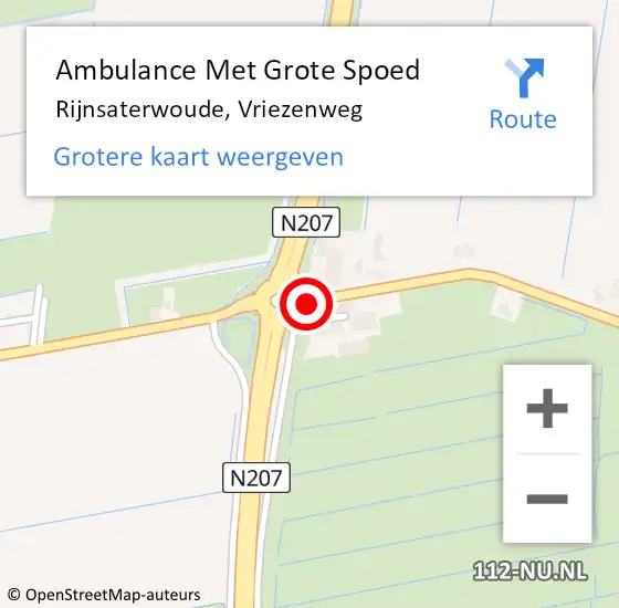 Locatie op kaart van de 112 melding: Ambulance Met Grote Spoed Naar Rijnsaterwoude, Vriezenweg op 18 juni 2015 19:29