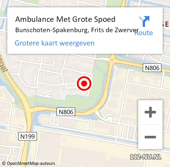 Locatie op kaart van de 112 melding: Ambulance Met Grote Spoed Naar Bunschoten-Spakenburg, Frits de Zwerver op 18 juni 2015 19:41