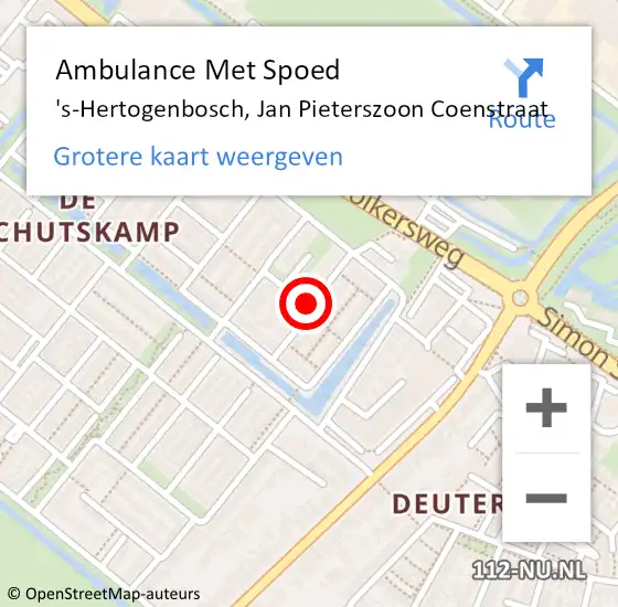 Locatie op kaart van de 112 melding: Ambulance Met Spoed Naar 's-Hertogenbosch, Jan Pieterszoon Coenstraat op 18 juni 2015 20:28