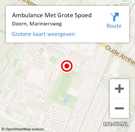 Locatie op kaart van de 112 melding: Ambulance Met Grote Spoed Naar Doorn, Mariniersweg op 18 juni 2015 22:05