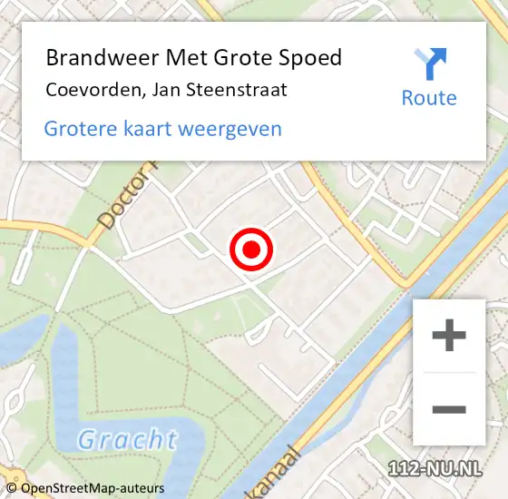 Locatie op kaart van de 112 melding: Brandweer Met Grote Spoed Naar Coevorden, Jan Steenstraat op 19 juni 2015 02:39