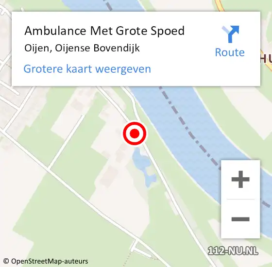 Locatie op kaart van de 112 melding: Ambulance Met Grote Spoed Naar Oijen, Oijense Bovendijk op 11 november 2013 13:20