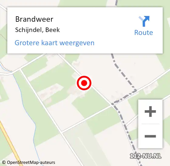 Locatie op kaart van de 112 melding: Brandweer St Michielsgestel, Beek op 19 juni 2015 04:11