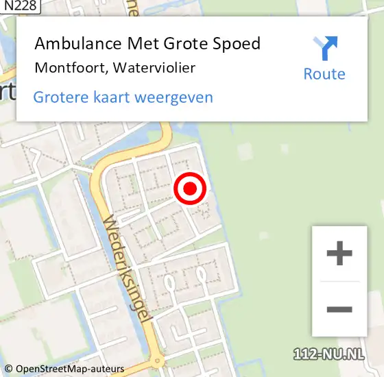 Locatie op kaart van de 112 melding: Ambulance Met Grote Spoed Naar Montfoort, Waterviolier op 19 juni 2015 04:15