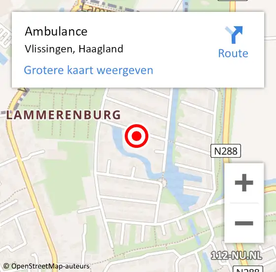 Locatie op kaart van de 112 melding: Ambulance Vlissingen, Haagland op 19 juni 2015 05:35