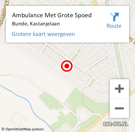 Locatie op kaart van de 112 melding: Ambulance Met Grote Spoed Naar Bunde, Kastanjelaan op 11 november 2013 13:24