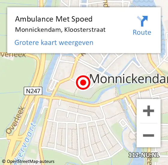 Locatie op kaart van de 112 melding: Ambulance Met Spoed Naar Monnickendam, Kloosterstraat op 19 juni 2015 07:02