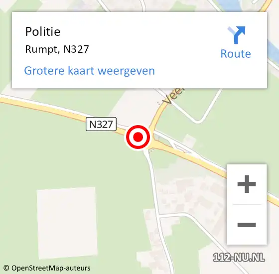 Locatie op kaart van de 112 melding: Politie Rumpt, N327 op 19 juni 2015 07:13