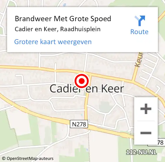 Locatie op kaart van de 112 melding: Brandweer Met Grote Spoed Naar Cadier en Keer, Raadhuisplein op 19 juni 2015 07:25