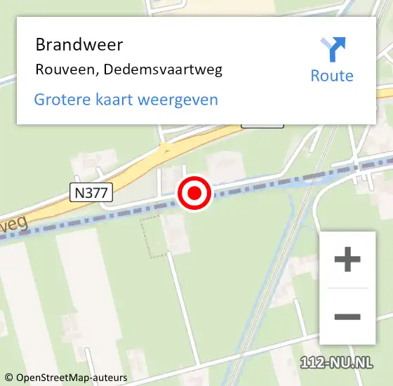 Locatie op kaart van de 112 melding: Brandweer Rouveen, Dedemsvaartweg op 19 juni 2015 07:37