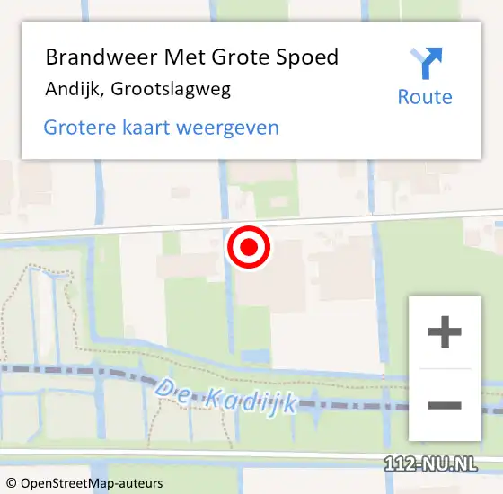 Locatie op kaart van de 112 melding: Brandweer Met Grote Spoed Naar Andijk, Grootslagweg op 19 juni 2015 08:42