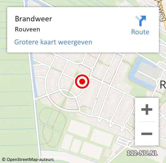 Locatie op kaart van de 112 melding: Brandweer Rouveen op 19 juni 2015 08:53