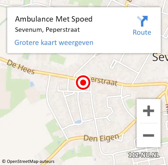 Locatie op kaart van de 112 melding: Ambulance Met Spoed Naar Sevenum, Peperstraat op 11 november 2013 13:32