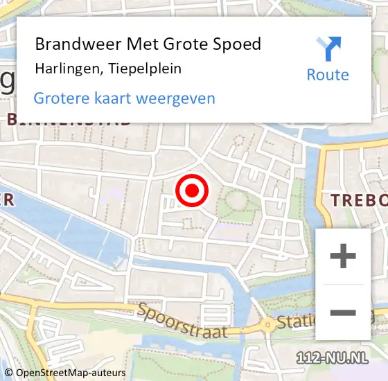 Locatie op kaart van de 112 melding: Brandweer Met Grote Spoed Naar Harlingen, Tiepelplein op 19 juni 2015 09:05