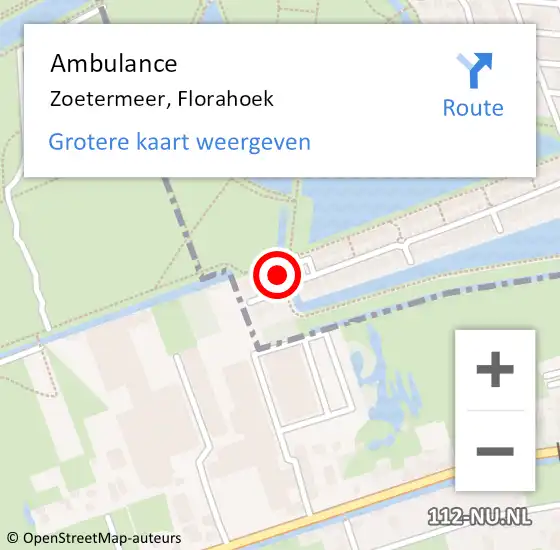 Locatie op kaart van de 112 melding: Ambulance Zoetermeer, Florahoek op 19 juni 2015 09:59