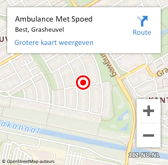 Locatie op kaart van de 112 melding: Ambulance Met Spoed Naar Best, Grasheuvel op 19 juni 2015 10:42