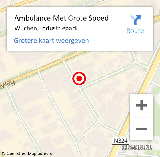 Locatie op kaart van de 112 melding: Ambulance Met Grote Spoed Naar Wijchen, Industriepark op 12 september 2013 13:51