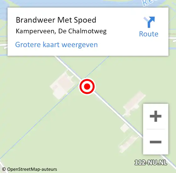 Locatie op kaart van de 112 melding: Brandweer Met Spoed Naar Kamperveen, De Chalmotweg op 19 juni 2015 11:49