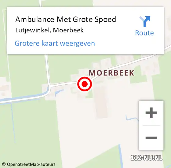 Locatie op kaart van de 112 melding: Ambulance Met Grote Spoed Naar Lutjewinkel, Moerbeek op 11 november 2013 13:49