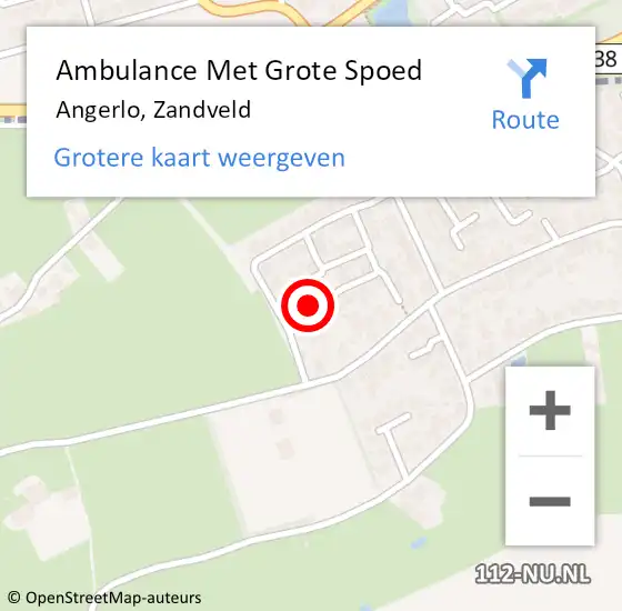 Locatie op kaart van de 112 melding: Ambulance Met Grote Spoed Naar Angerlo, Zandveld op 19 juni 2015 12:07