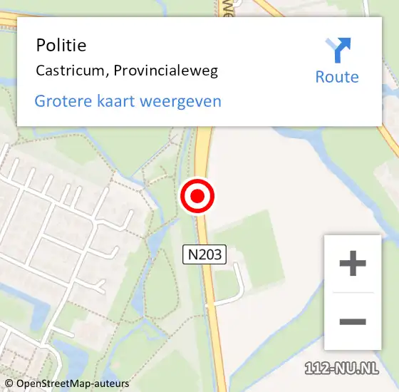 Locatie op kaart van de 112 melding: Politie Castricum, Provincialeweg op 19 juni 2015 12:30