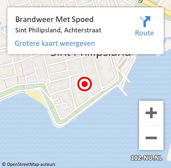 Locatie op kaart van de 112 melding: Brandweer Met Spoed Naar Sint Philipsland, Achterstraat op 19 juni 2015 13:20