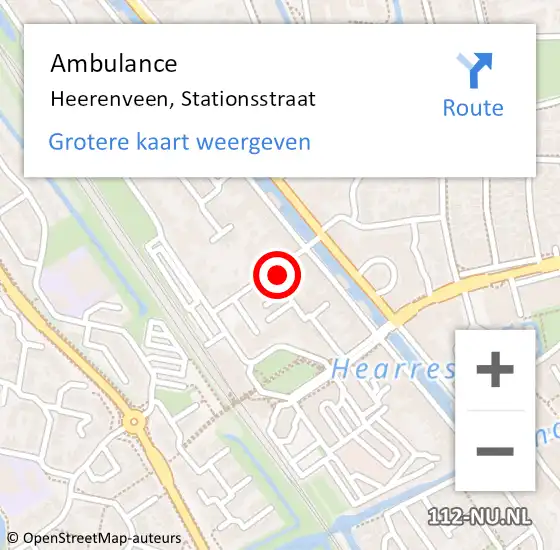 Locatie op kaart van de 112 melding: Ambulance Heerenveen, Stationsstraat op 19 juni 2015 13:21