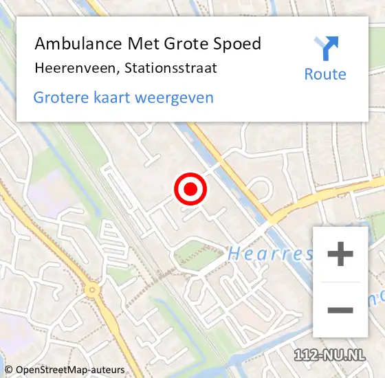 Locatie op kaart van de 112 melding: Ambulance Met Grote Spoed Naar Heerenveen, Stationsstraat op 19 juni 2015 13:21