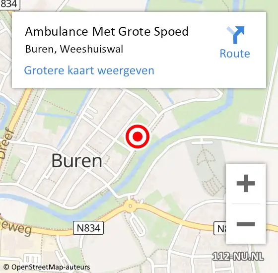 Locatie op kaart van de 112 melding: Ambulance Met Grote Spoed Naar Buren, Weeshuiswal op 19 juni 2015 15:34