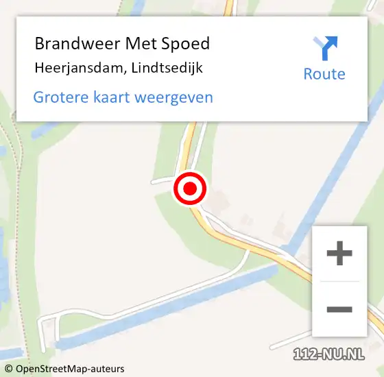 Locatie op kaart van de 112 melding: Brandweer Met Spoed Naar Heerjansdam, Lindtsedijk op 19 juni 2015 16:00