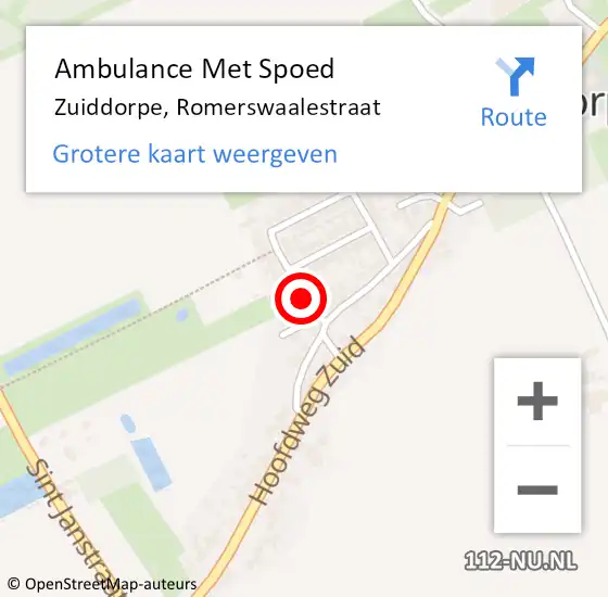 Locatie op kaart van de 112 melding: Ambulance Met Spoed Naar Zuiddorpe, Romerswaalestraat op 19 juni 2015 16:20