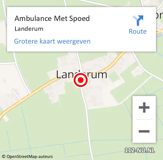 Locatie op kaart van de 112 melding: Ambulance Met Spoed Naar Landerum op 12 september 2013 13:55