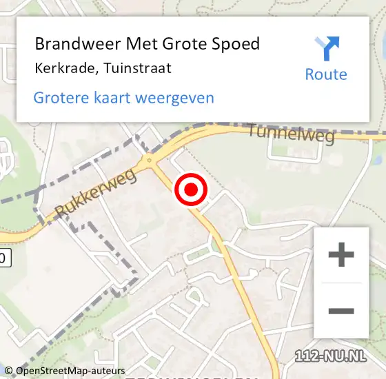 Locatie op kaart van de 112 melding: Brandweer Met Grote Spoed Naar Kerkrade, Tuinstraat op 19 juni 2015 17:25