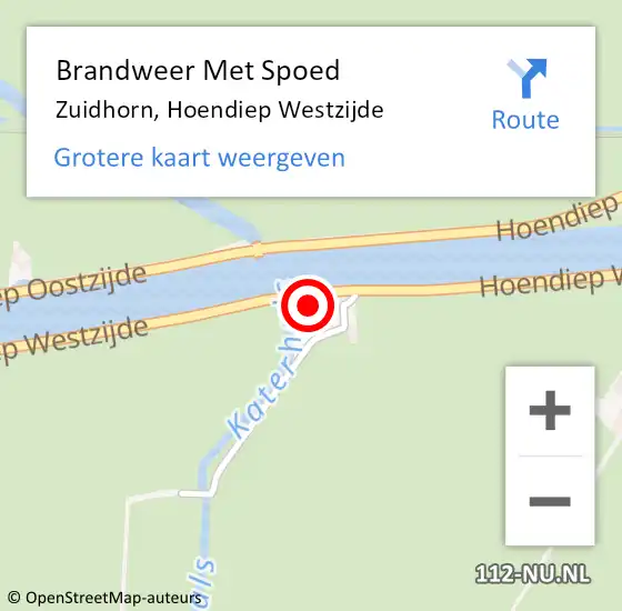 Locatie op kaart van de 112 melding: Brandweer Met Spoed Naar Zuidhorn, Hoendiep Westzijde op 19 juni 2015 17:39