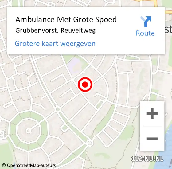 Locatie op kaart van de 112 melding: Ambulance Met Grote Spoed Naar Grubbenvorst, Reuveltweg op 19 juni 2015 19:15