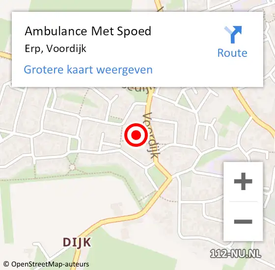 Locatie op kaart van de 112 melding: Ambulance Met Spoed Naar Erp, Voordijk op 19 juni 2015 19:48