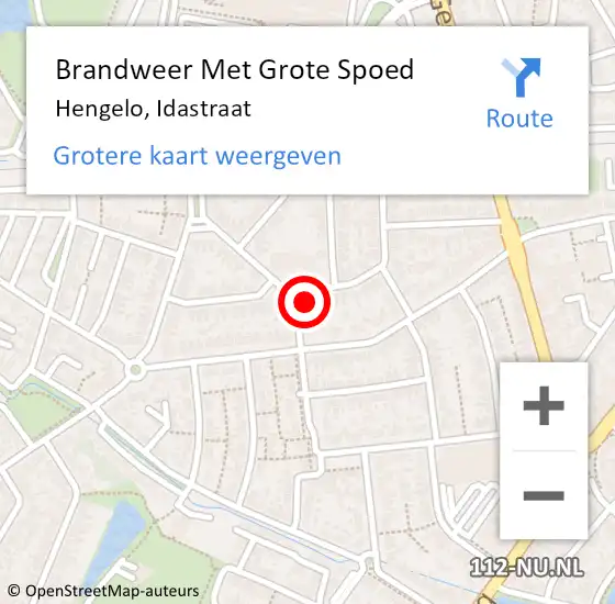 Locatie op kaart van de 112 melding: Brandweer Met Grote Spoed Naar Hengelo, Idastraat op 19 juni 2015 21:23