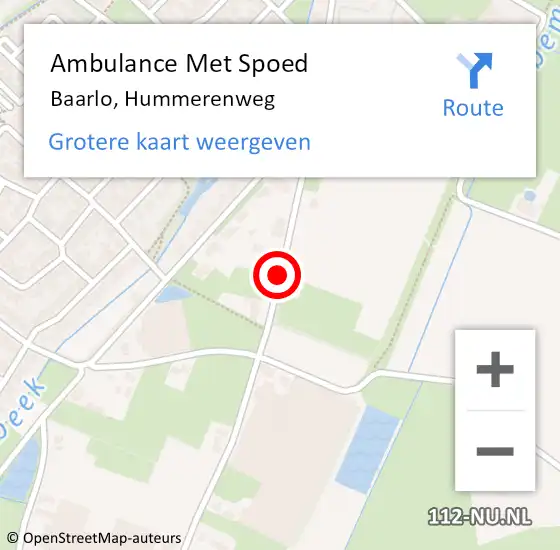 Locatie op kaart van de 112 melding: Ambulance Met Spoed Naar Baarlo, Hummerenweg op 19 juni 2015 22:27