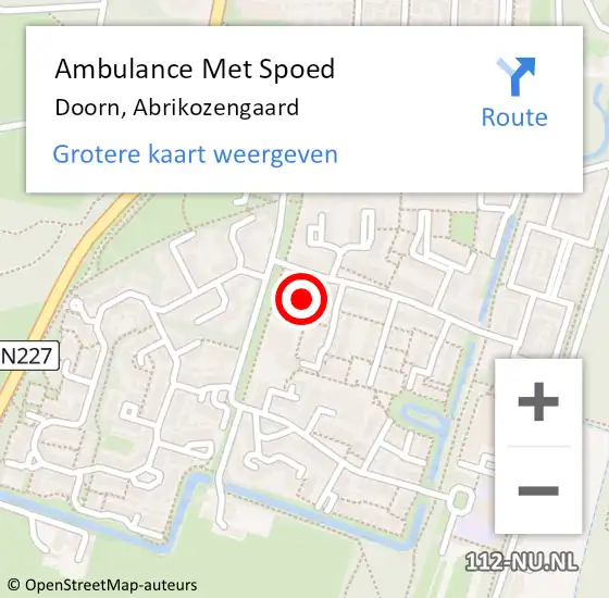 Locatie op kaart van de 112 melding: Ambulance Met Spoed Naar Doorn, Abrikozengaard op 19 juni 2015 22:52