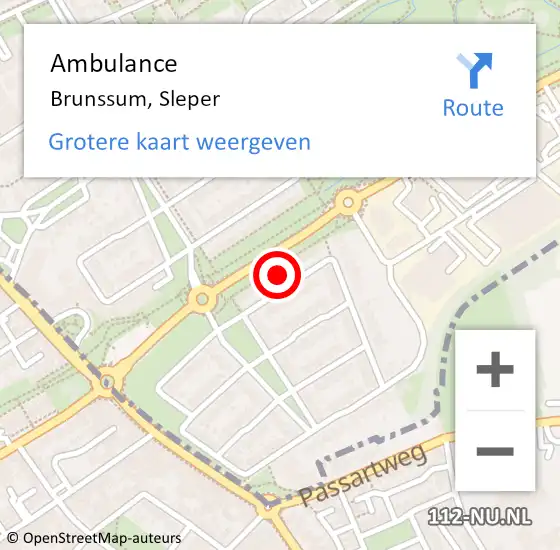 Locatie op kaart van de 112 melding: Ambulance Brunssum, Sleper op 11 november 2013 14:46