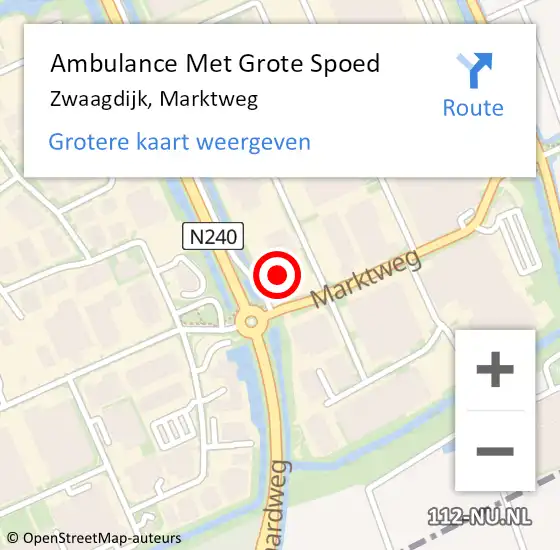 Locatie op kaart van de 112 melding: Ambulance Met Grote Spoed Naar Zwaagdijk, Marktweg op 20 juni 2015 00:02