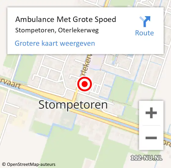 Locatie op kaart van de 112 melding: Ambulance Met Grote Spoed Naar Stompetoren, Oterlekerweg op 20 juni 2015 00:33