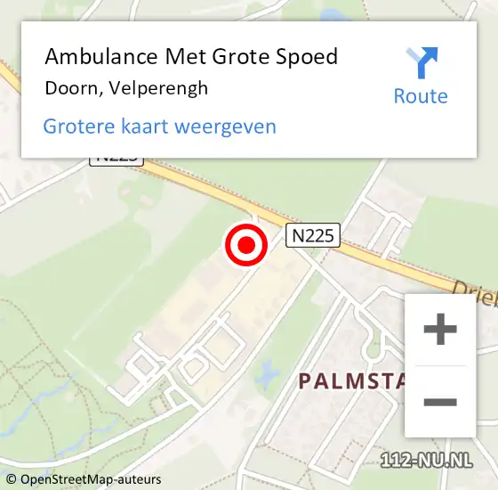 Locatie op kaart van de 112 melding: Ambulance Met Grote Spoed Naar Doorn, Velperengh op 20 juni 2015 00:33