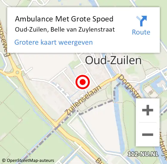 Locatie op kaart van de 112 melding: Ambulance Met Grote Spoed Naar Oud-Zuilen, Belle van Zuylenstraat op 20 juni 2015 00:36