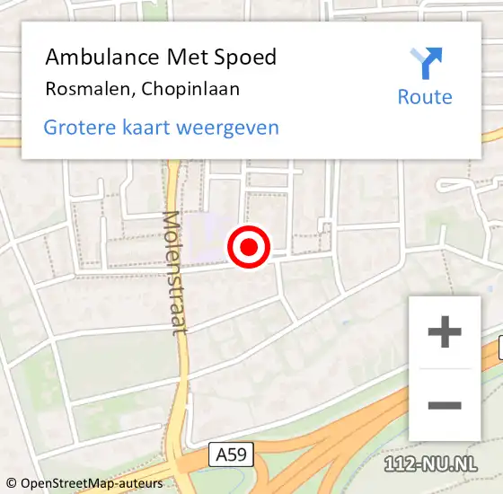 Locatie op kaart van de 112 melding: Ambulance Met Spoed Naar Rosmalen, Chopinlaan op 20 juni 2015 01:21