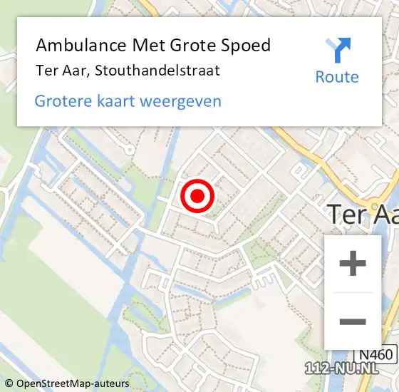 Locatie op kaart van de 112 melding: Ambulance Met Grote Spoed Naar Ter Aar, Stouthandelstraat op 20 juni 2015 01:35