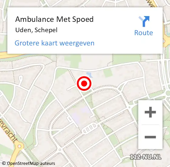 Locatie op kaart van de 112 melding: Ambulance Met Spoed Naar Uden, Schepel op 20 juni 2015 03:02